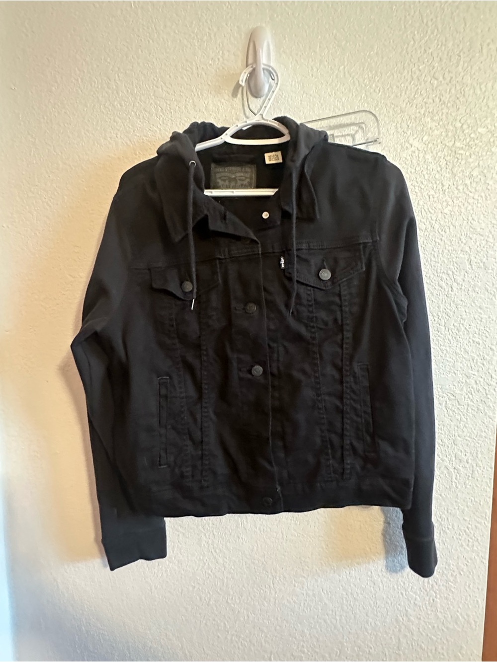 Black Hooded Jacket - Women's Casual Button-Up jacket